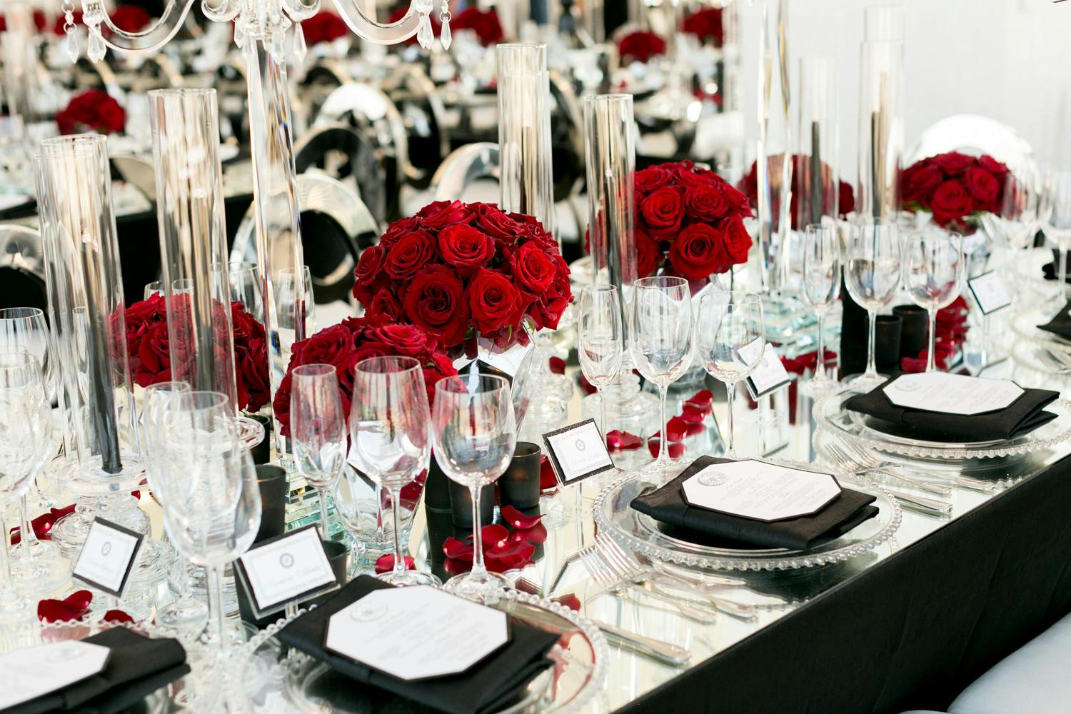 elegant red rose wedding centerpieces